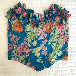 Jeune Europe Silk Floral Corset Top 32 XS